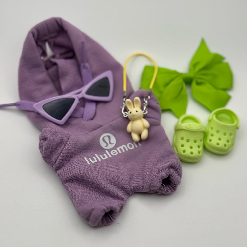 Labubu Onesie Outfit Purple with Purse and sunglasses